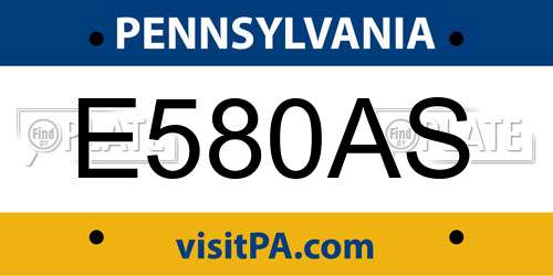 E580AS Pennsylvania License Plate