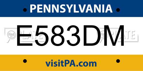 E583DM Pennsylvania License Plate
