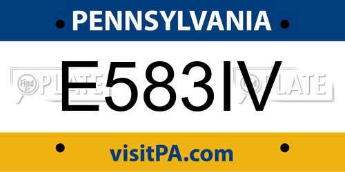 E583IV Pennsylvania License Plate