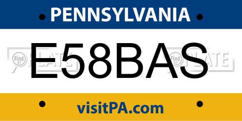 E58BAS Pennsylvania License Plate