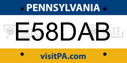 E58DAB Pennsylvania License Plate