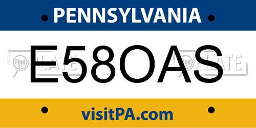 E58OAS Pennsylvania License Plate