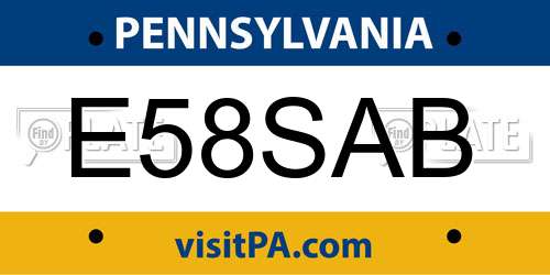E58SAB Pennsylvania License Plate