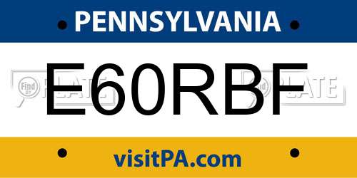 E60RBF Pennsylvania License Plate