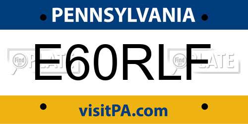 E60RLF Pennsylvania License Plate