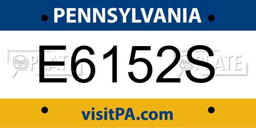 E6152S Pennsylvania License Plate
