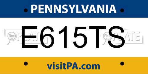 E615TS Pennsylvania License Plate