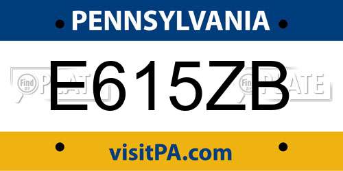 E615ZB Pennsylvania License Plate