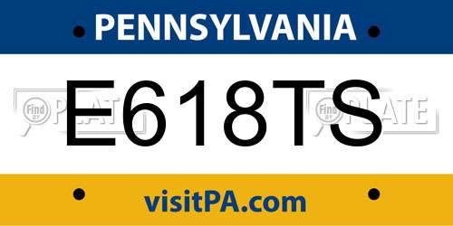 E618TS Pennsylvania License Plate
