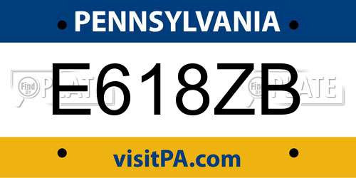 E618ZB Pennsylvania License Plate