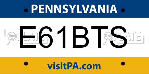 E61BTS Pennsylvania License Plate