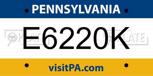 E6220K Pennsylvania License Plate
