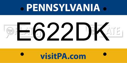 E622DK Pennsylvania License Plate