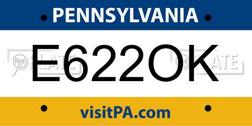 E622OK Pennsylvania License Plate