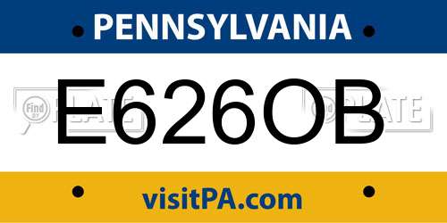 E626OB Pennsylvania License Plate