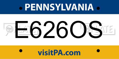 E626OS Pennsylvania License Plate