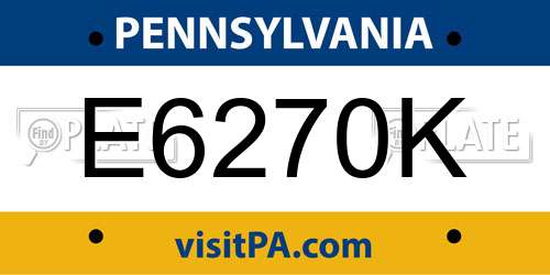 E6270K Pennsylvania License Plate