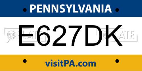E627DK Pennsylvania License Plate