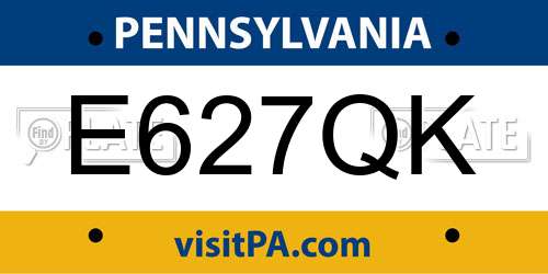 E627QK Pennsylvania License Plate