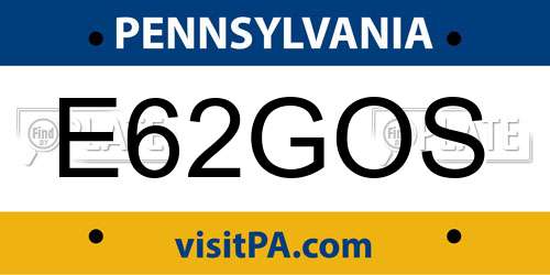 E62GOS Pennsylvania License Plate