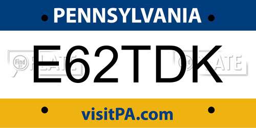E62TDK Pennsylvania License Plate