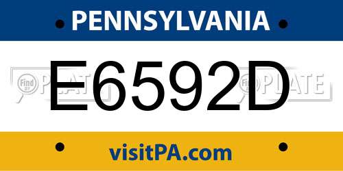 E6592D Pennsylvania License Plate