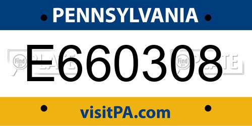 E660308 Pennsylvania License Plate