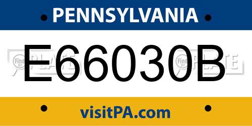 E66030B Pennsylvania License Plate