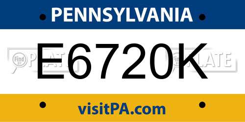 E6720K Pennsylvania License Plate