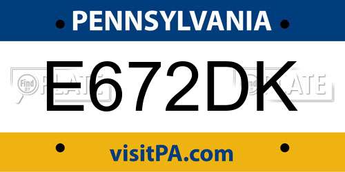 E672DK Pennsylvania License Plate