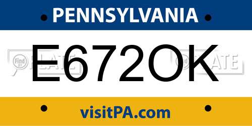 E672OK Pennsylvania License Plate