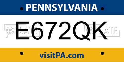 E672QK Pennsylvania License Plate