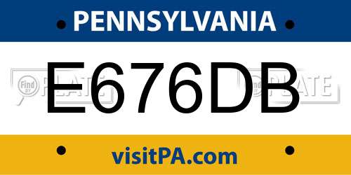 E676DB Pennsylvania License Plate
