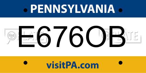 E676OB Pennsylvania License Plate