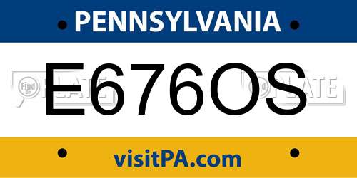 E676OS Pennsylvania License Plate