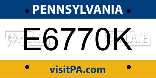 E6770K Pennsylvania License Plate