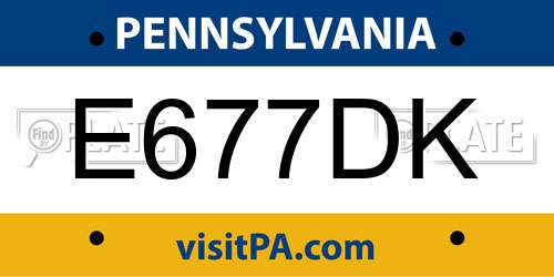E677DK Pennsylvania License Plate