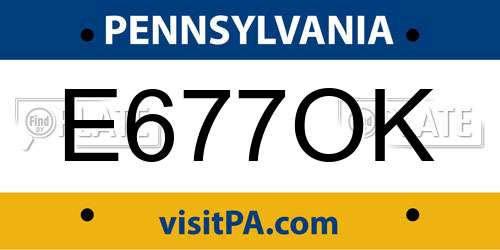 E677OK Pennsylvania License Plate