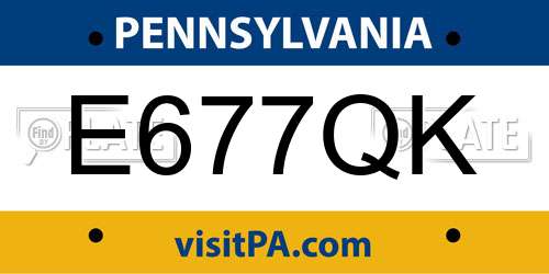 E677QK Pennsylvania License Plate