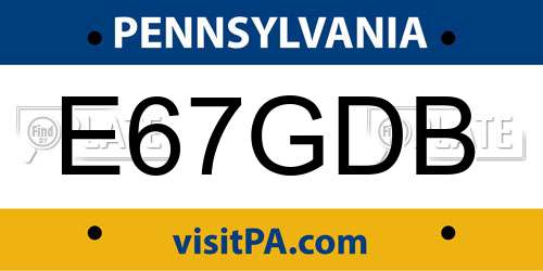 E67GDB Pennsylvania License Plate