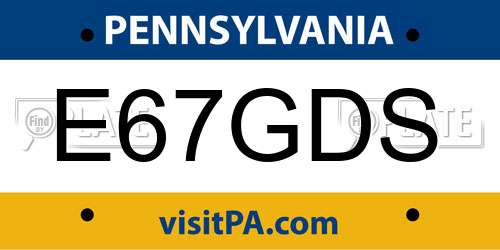 E67GDS Pennsylvania License Plate