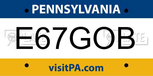 E67GOB Pennsylvania License Plate