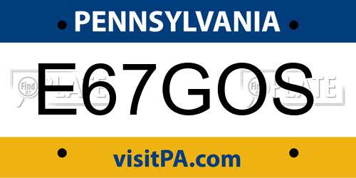 E67GOS Pennsylvania License Plate