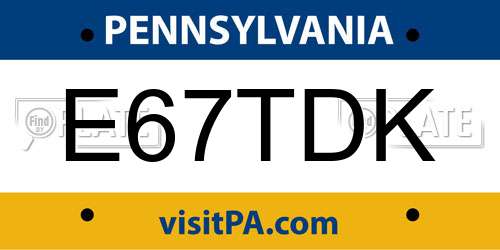 E67TDK Pennsylvania License Plate
