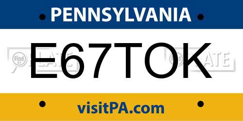 E67TOK Pennsylvania License Plate