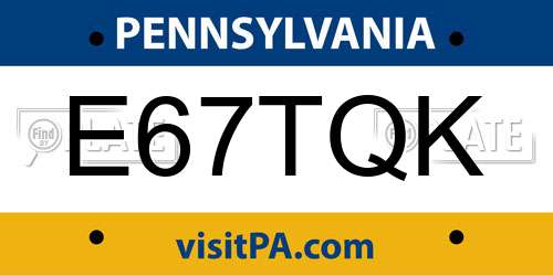 E67TQK Pennsylvania License Plate