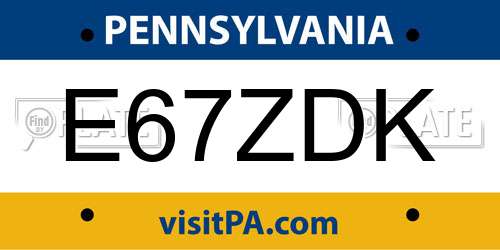 E67ZDK Pennsylvania License Plate