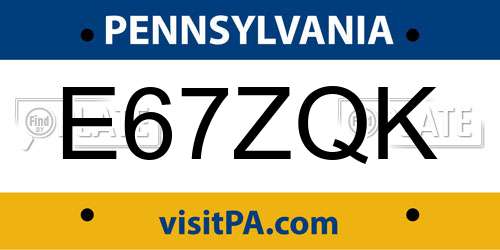 E67ZQK Pennsylvania License Plate