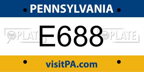 E688 Pennsylvania License Plate