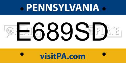 E689SD Pennsylvania License Plate